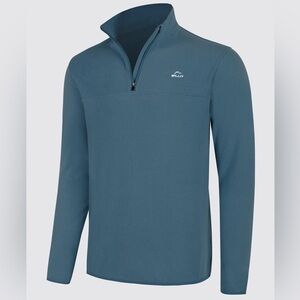 WILLIT Men's Fleece Pullover Quarter Zip Medium Stone Blue EUC